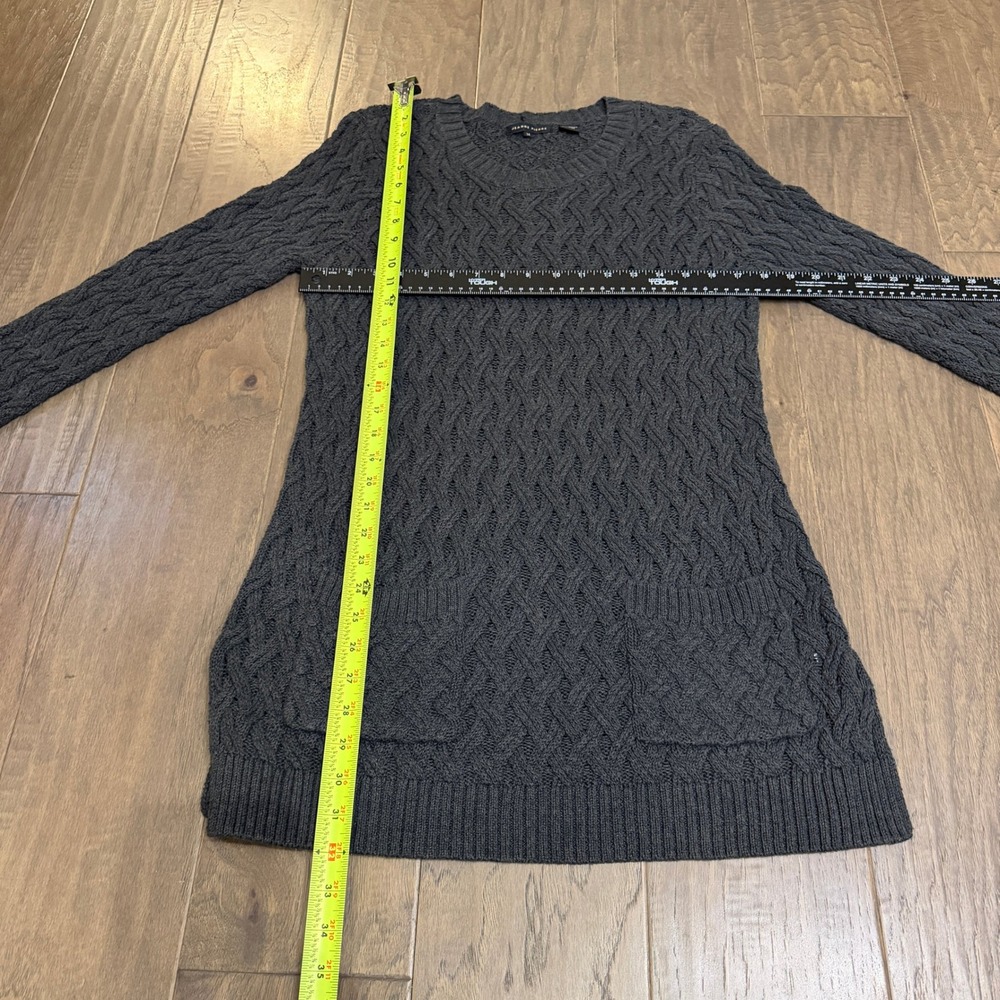 Jeanne Pierre Women's Charcoal‎ Gray Cable Knit Sweater Dress Pockets Size M - Picture 6 of 7